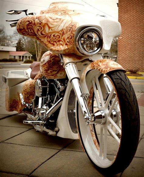 Custom Bagger White Diamond Pearl Wcognac Tattoos Harley Davidson