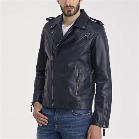 David Leather Jacket Dark Blue S Iparelde Touch Of Modern