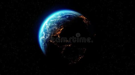 Space View On Planet Earth Rotating Solar Eclipse Animation Stock Video