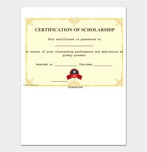18 Free Scholarship Certificate Templates Word And Pdf Format