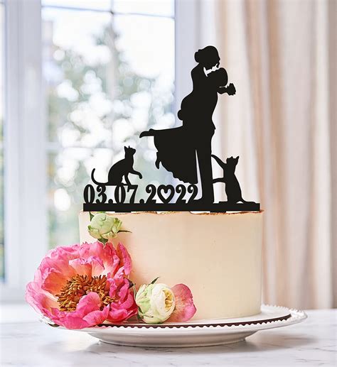 Kitty Wedding Cake Toppercat Cake Topperhandmade Couple Cake Topper