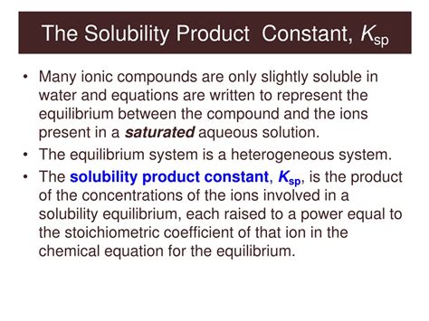 Ppt The Solubility Product Constant K Sp Powerpoint Presentation