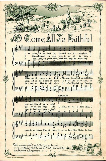 O Come All Ye Faithful Christmas Sheet Music Christmas Music Vintage Christmas