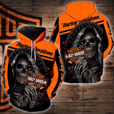No matter if you're looking for harley leather jackets, a textile motorcycle jacket or even a leather vest, you'll be sure to find just what you're looking for right here at dennis kirk. Harley-davidson motorcycle skull 3d hoodie - maria