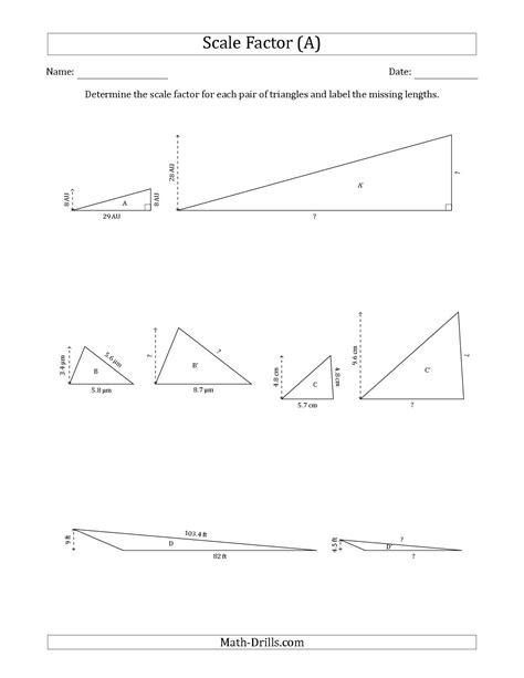 Scale Factor Similar Triangles Worksheets