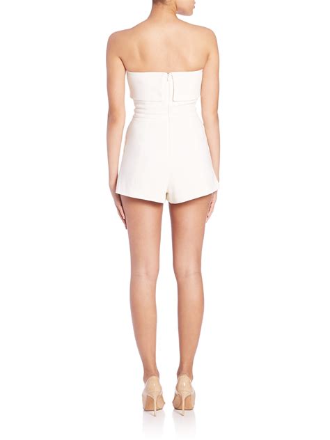 alexis kia strapless short jumpsuit in white lyst