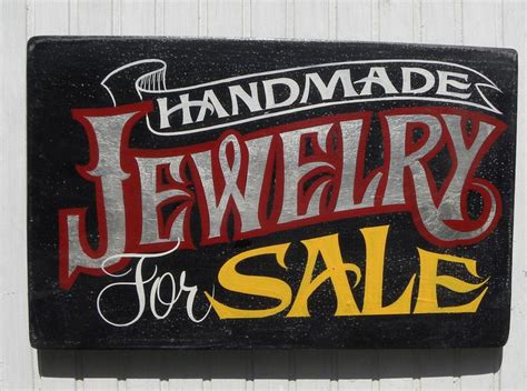 Handmade Jewelry For Sale Trade Sign Hand Lettered Silver Etsy