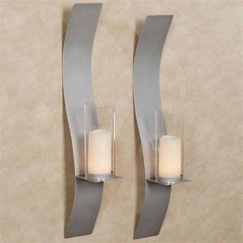Sinuous Silver Handcrafted Steel Wall Sconce Pair By Jasonw Studios