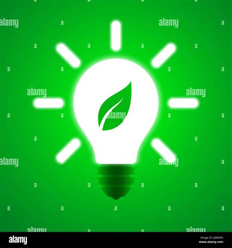 Energy Saving Green Eco Light Bulb With A Leaf Icon Ecological
