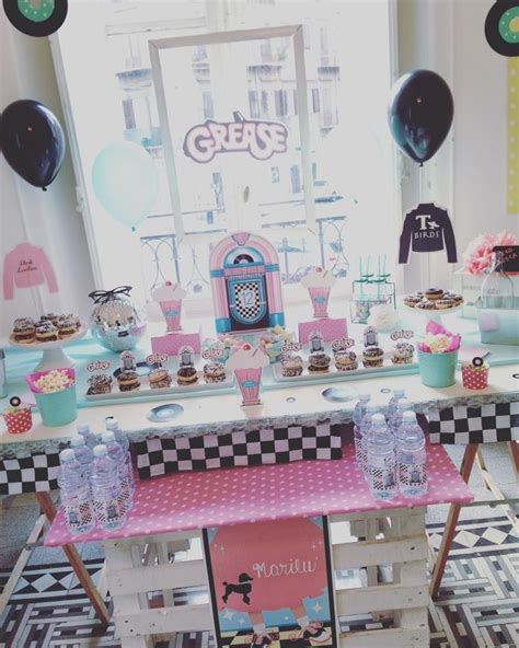 There are lots of fun decoration ideas. grease birthday party | Grease party, Grease themed ...