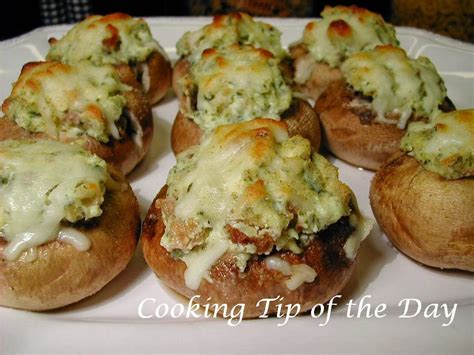 Cooking Tip Of The Day Pesto Cream Cheese Stuffed Mushrooms