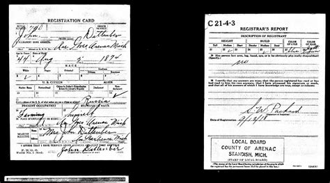 Photos Us World War I Draft Registration Cards 1917 1918