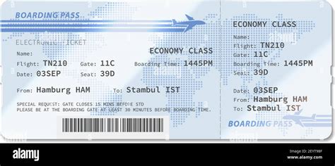 Airlines Boarding Pass Isolated Ticket Template Vector Passenger Card Travel Document From