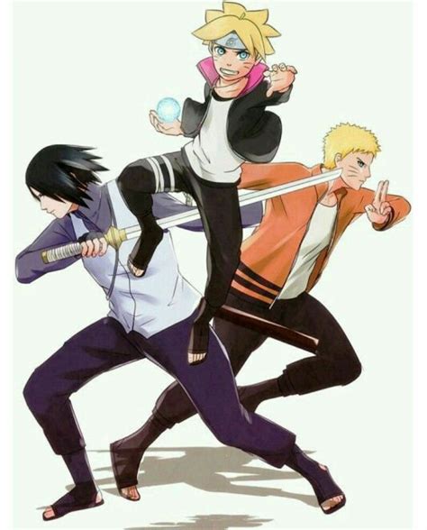 Naruto And Boltsasuke Naruto Shuppuden Naruto Team 7 Sasuke Uchiha