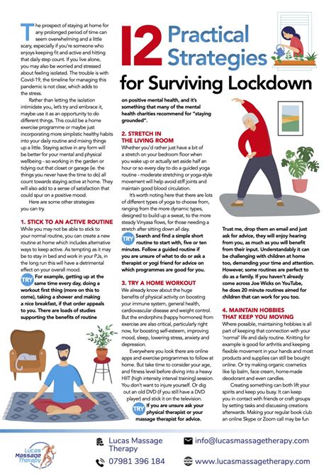 Helpful Tips For Surviving A Lockdown Lucas Massage Therapy