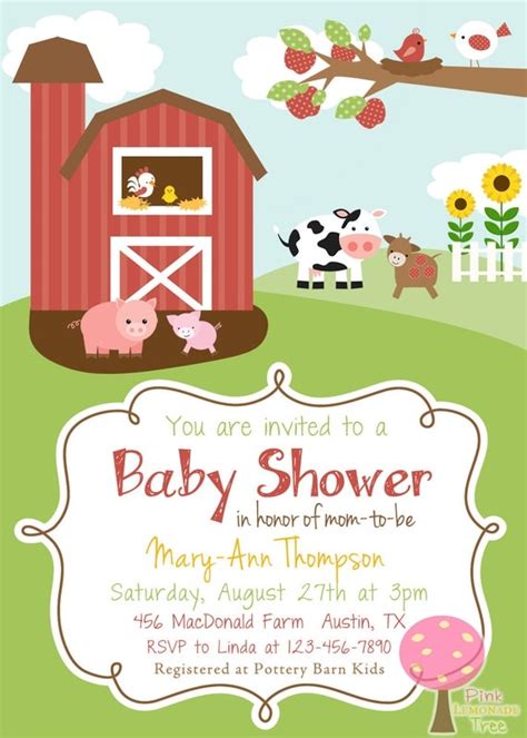 Farm Themed Baby Shower Invitation Gender By Pinklemonadetree
