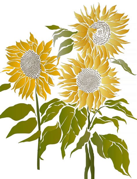 Large Sunflowers Stencil Sunflower Stencil Sunflower Colors