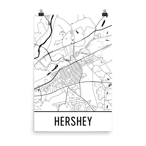 Hershey Pa Street Map Poster Wall Print By Modern Map Art