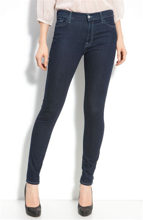 7 for all mankind® high rise skinny leg jeans rinsed indigo wash nordstrom