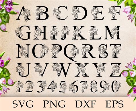 Floral Font Svg Botanical Alphabet Svg Flower Alphabet Svg Etsy In