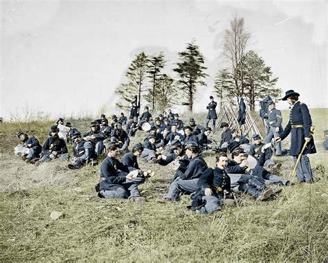 Federal Troops Taking A Rest In The Field Colorized Civil War
