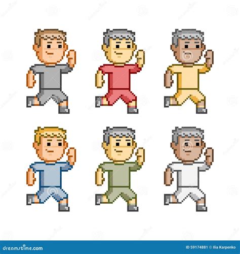 Pixel Art Funny Runners Stock Vector Illustration Of Sport 59174881