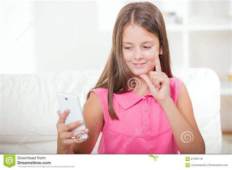 Deaf Girl Talking Using Sign Language On The Smartphone S Cam Stock