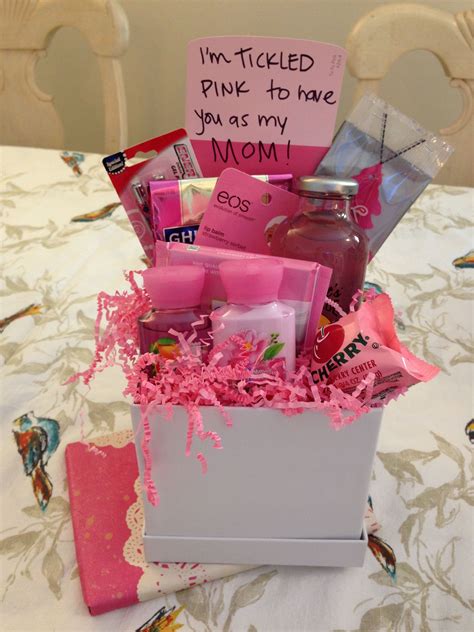 Include flower shower, or a butterfly surprise in your personalized cake explosion box Tickled pink gift basket / Mother's Day gift | Pink gift ...