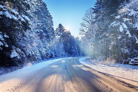 Curved Country Road Snowy Winter Photograph By Konradlew Fine Art