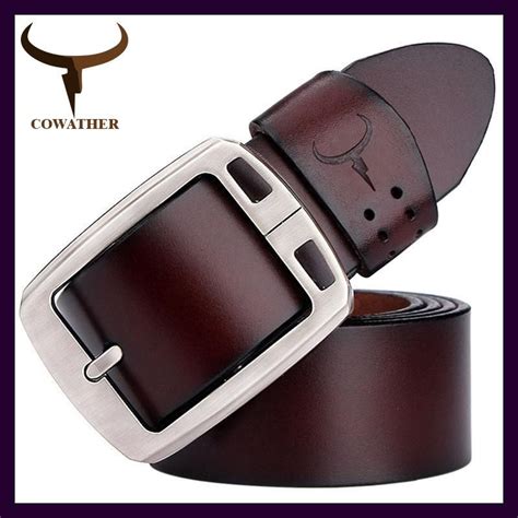 Cowather Cowhide Genuine Leather Belts For Men Brand Strap Male Pin