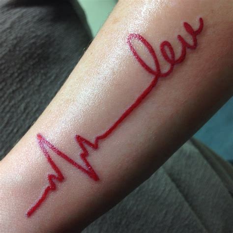 20 Great Style Tattoo Design Heartbeat With Name