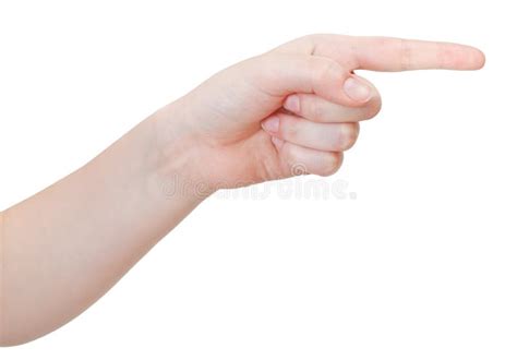 Side View Of Pointing Index Finger Hand Gesture Stock Photo Image