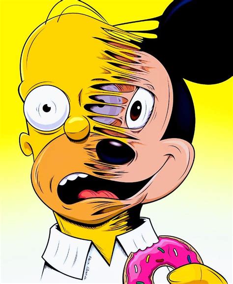 Homer Mickey Melt The Simpsons Arte De Historietas Mini Arte En Lienzo Dibujos Bonitos