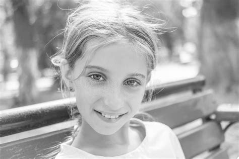 Black And White Portrait Of Little Girl Stock Photo Image Of