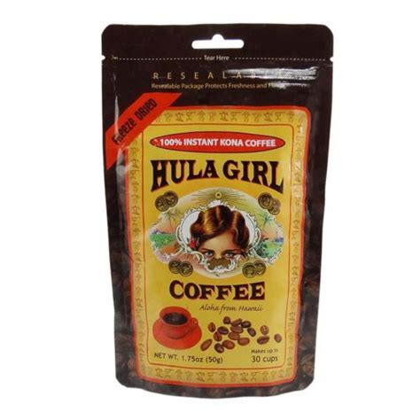 Hula Girl Instant 100 Kona Coffee Freeze Dried Pouch 50g