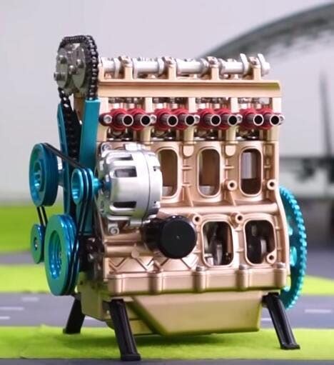 V4 Car Engine Assembly Kit Full Metal 4 Cylinder Car Engine Building K