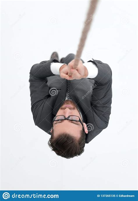Successful Businessman Climbing The Rope Stock Image Image Of
