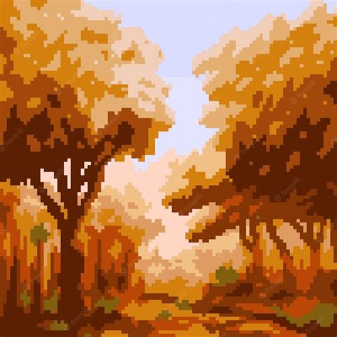 Premium Vector Pixel Art Fall Seasson Forest