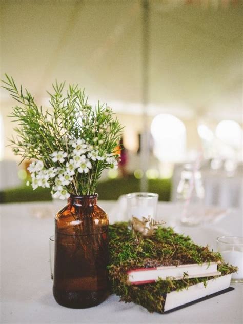 Rustic Moss Covered Books Woodland Centerpieces Book