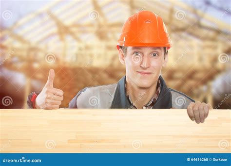 Builder On The Background Of The House Stock Photo Image Of Services