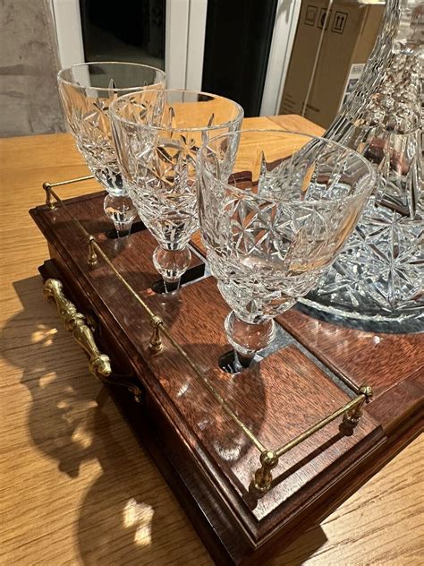 Vintage Royal Doulton Georgian Crystal Ships Decanter Glasses