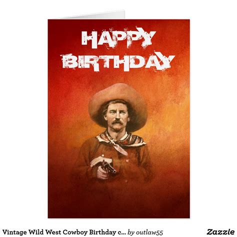 Vintage Wild West Cowboy Birthday Card Zazzle Birthday Cards