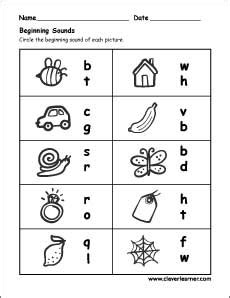 beginning sounds worksheets  preschools