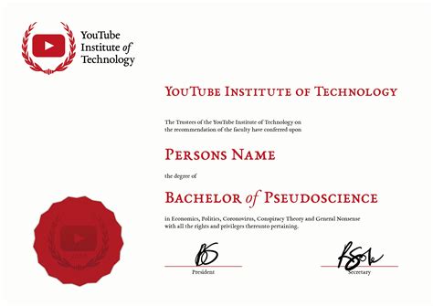 University Of Youtube Degree Certificate Personalised Etsy