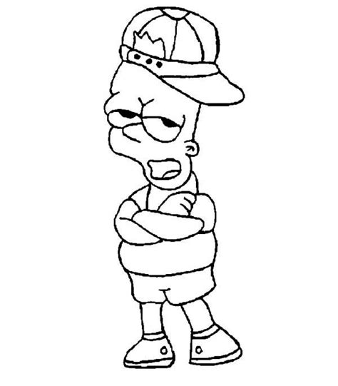Bart Simpson Wearing Hat In The Simpsons Coloring Page Coloring Sun