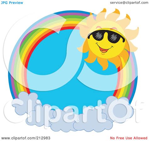 Royalty Free Rf Clipart Illustration Of A Happy Sun On A Rainbow Over