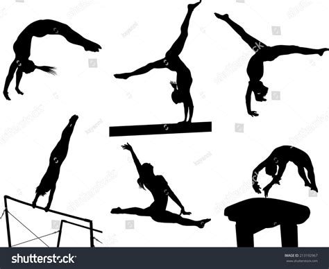 Silhouettes Several Gymnastic Moves Stock Vector 213192967 Shutterstock