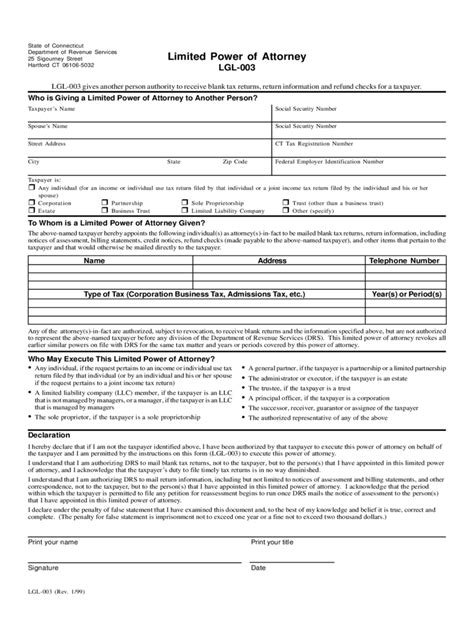 Connecticut Power Of Attorney Form Free Templates In Pdf Word Excel