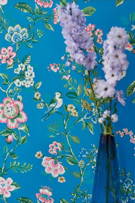 Botanical Print Wallpaper Bright Blue Pip Studio The Official Website