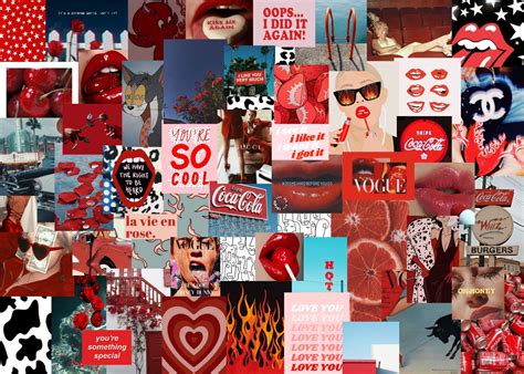 Red Aesthetic Collage Wallpaper Laptop Jena Coltman